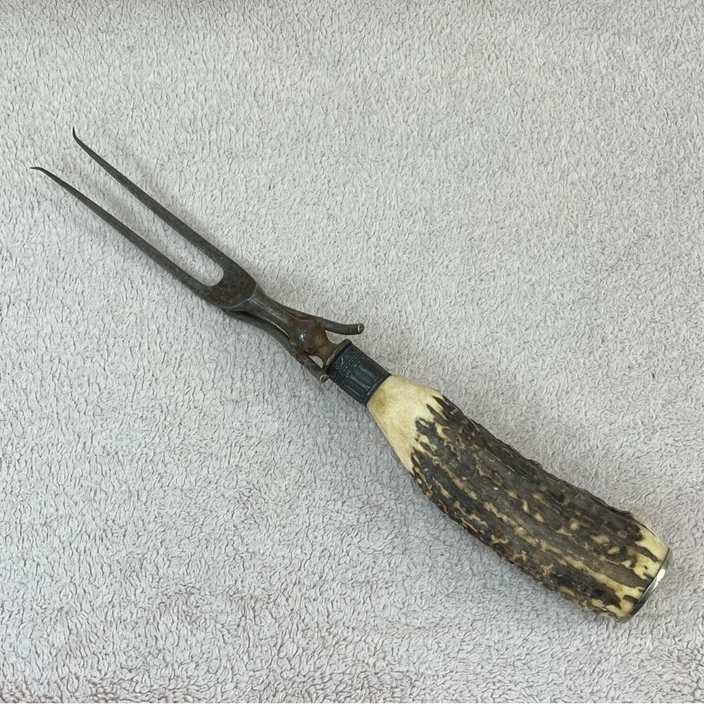 Genuine Antler Large Handmade Grill/Roast Fork-Vintage-Vtg-Renaissance Faire